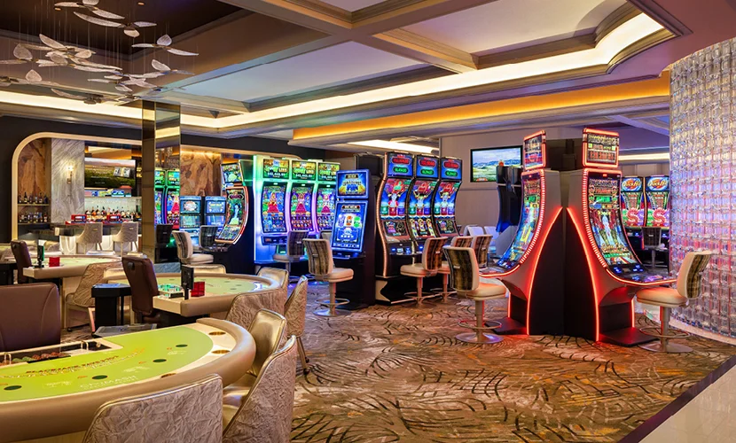 Bright casino chips and a futuristic digital gaming interface